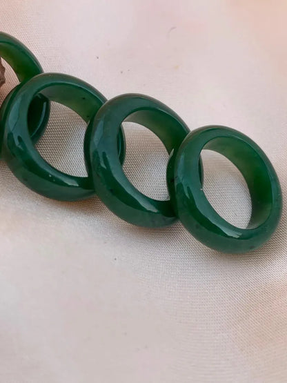Natural Green Nephrite Jade Ring | Stackable Jade Band | Good Luck Gift