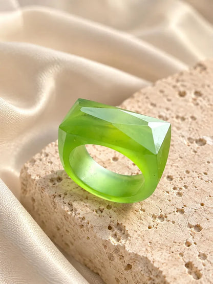 Natural Green Jade Ring | Hand-Carved Jade Band | Good Luck Gift for Him