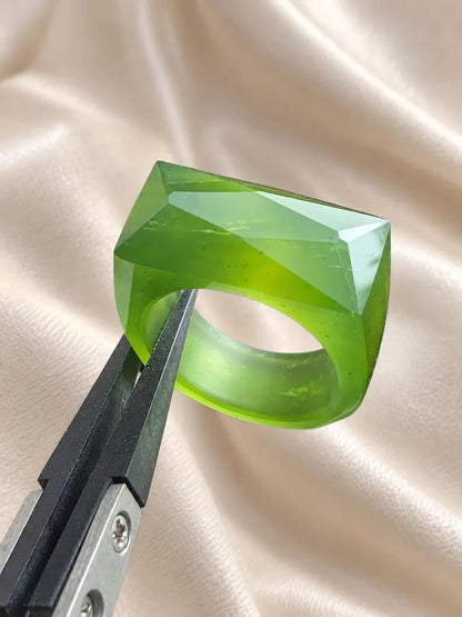 Natural Green Jade Ring | Hand-Carved Jade Band | Good Luck Gift for Him