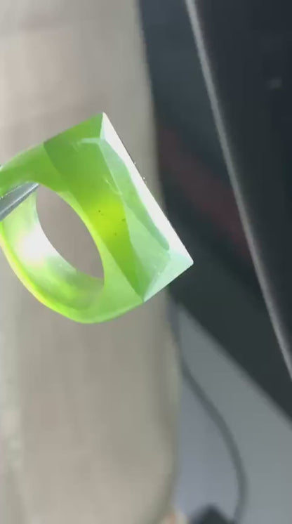 Natural Green Jade Ring | Hand-Carved Jade Band | Good Luck Gift for Him