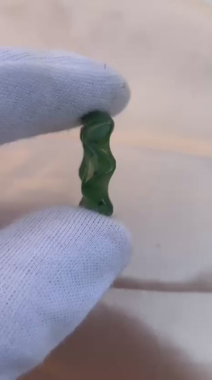 Natural Green Nephrite Jade Ring | Hand-Carved Stone Band