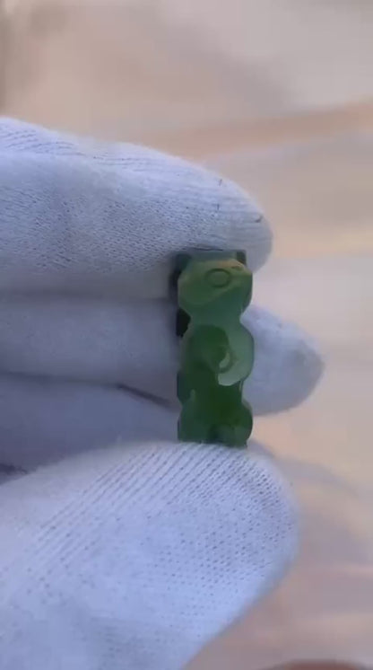 Natural Green Nephrite Jade Ring | Carved Jade Band | Good Luck Gift